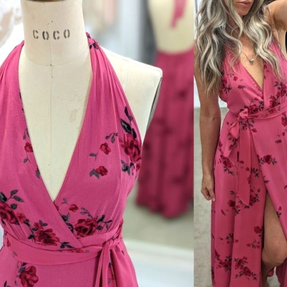 Floral Backless Wrap Maxi Dress - Picture 2 of 4